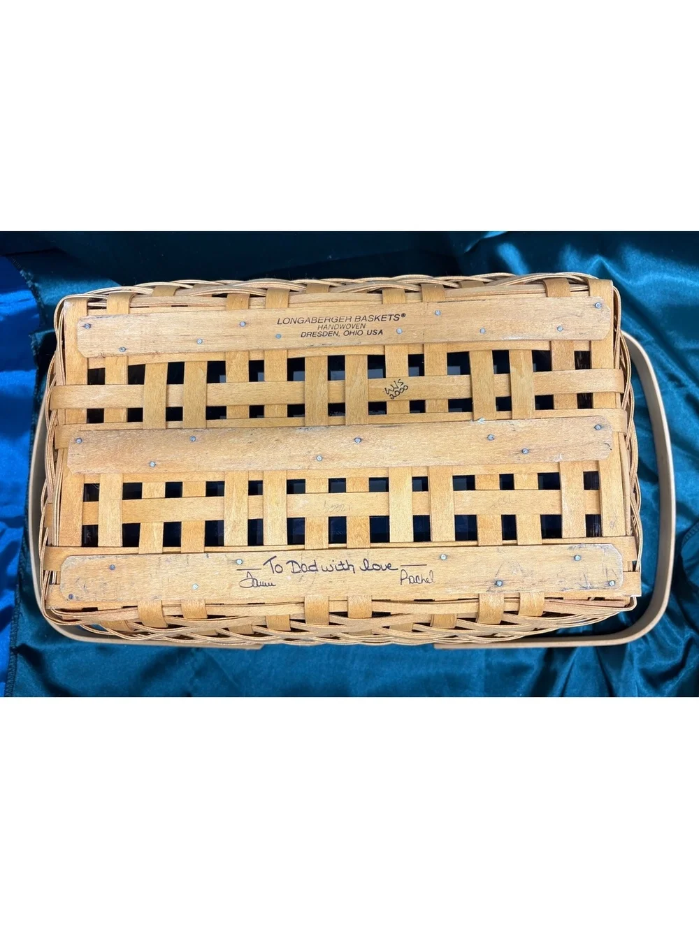 Vintage Longaberger 2000 Founder’s Market Picnic Basket Tribute To Dad